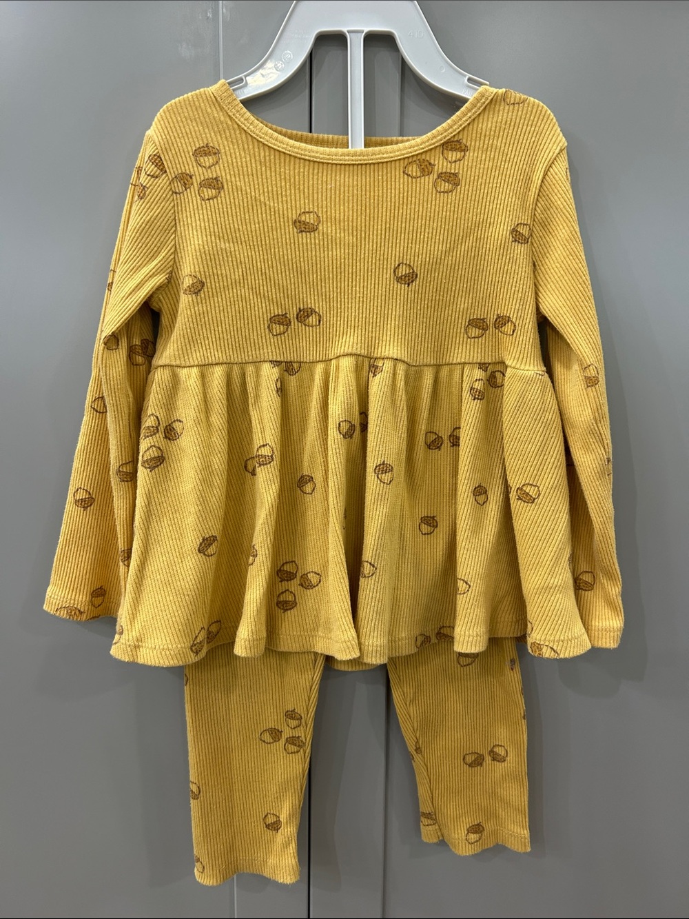 Modern Moments Gerber Yellow Acorn Ribbed Peplum Top Legging Set Fall